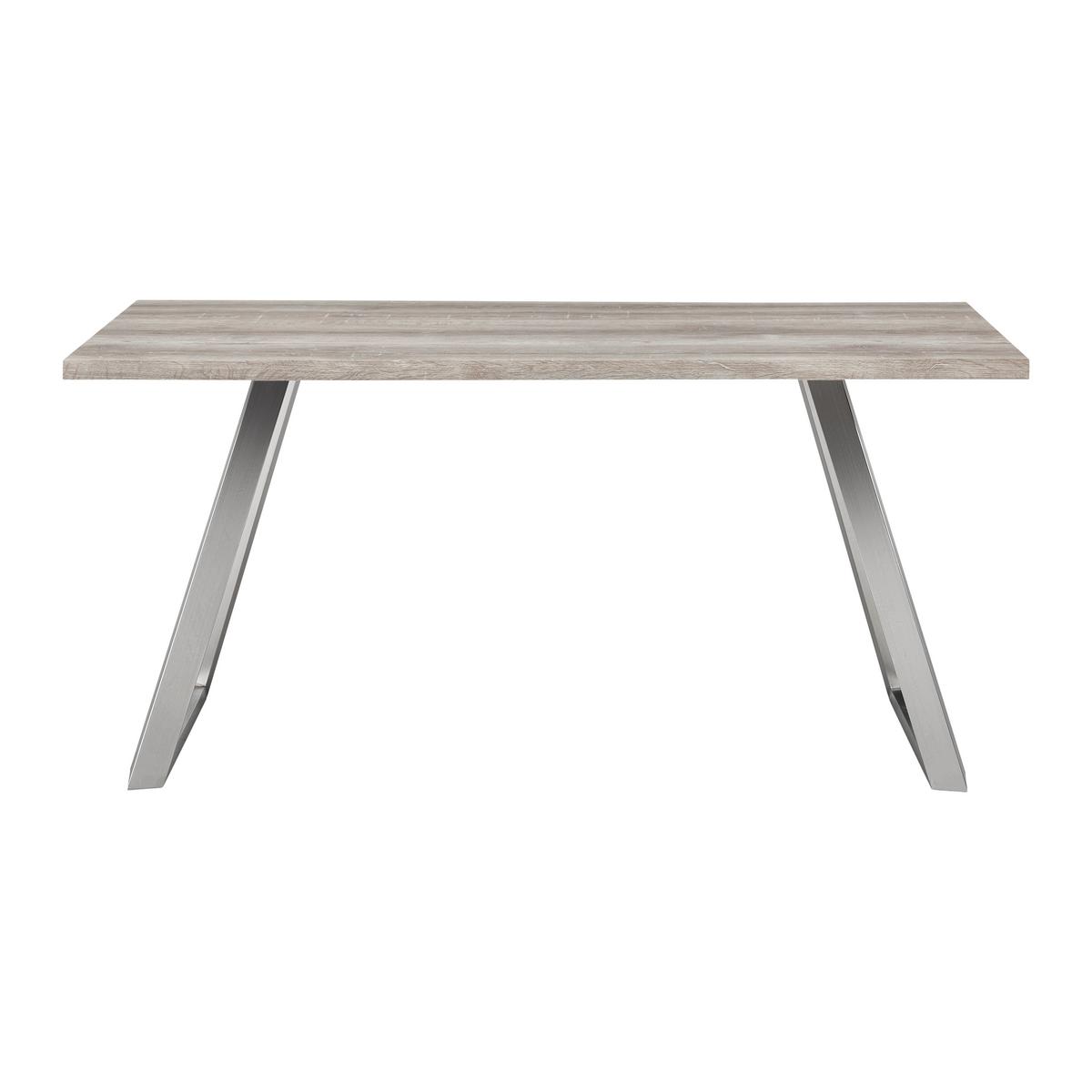Jedálenský stôl MELANI 160 - farba ušľachtilej ocele/farba duba, Modern, kov/kompozitné drevo (160/90/76cm) - Bessagi Home