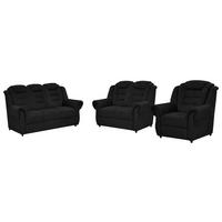 Sitzgarnitur 3--Teilig. Boston Schwarz Chenille - Schwarz, KONVENTIONELL, Textil - Livetastic