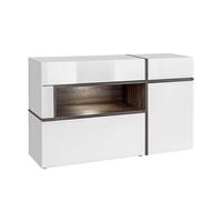 Široká komoda CROSS bílá - bílá/barvy jilmu, Moderní, kompozitní dřevo/plast (150/90/45cm) - Premium Living