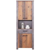 Mehrzweckschrank Ontario Old Style Deko Bxh 71,4x200 Cm - Dunkelgrau/Eichefarben, Trend, Holzwerkstoff (71,4/200/41,5cm) - Ondega