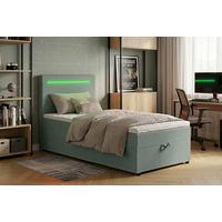 Boxbett Pisa 100 Led 100x200 Mintgrün - Schwarz/Mintgrün, MODERN, Holzwerkstoff/Textil (100/200cm) - MID.YOU