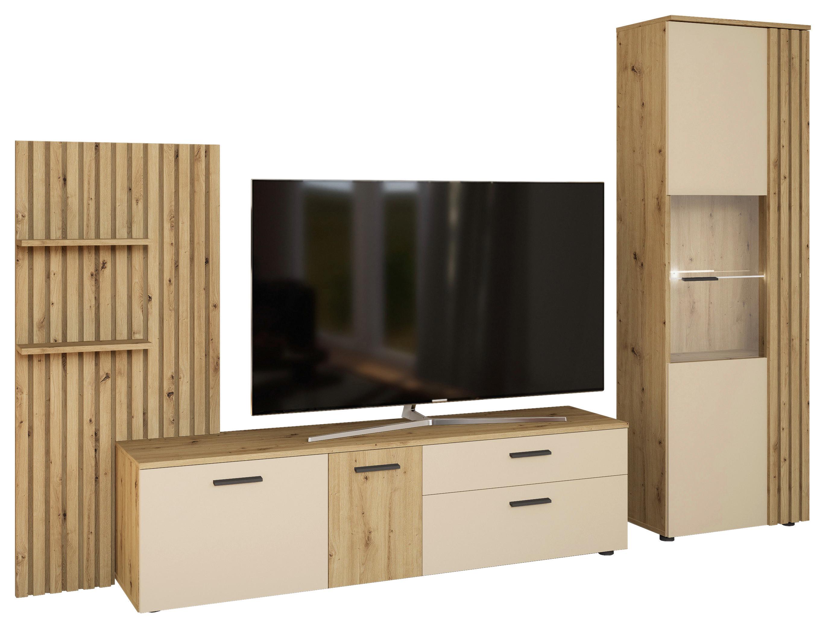 OBÝVACIA STENA GATWICK - čierna/krémová, Modern, kompozitné drevo/plast (280/180/38cm) - Mömax
