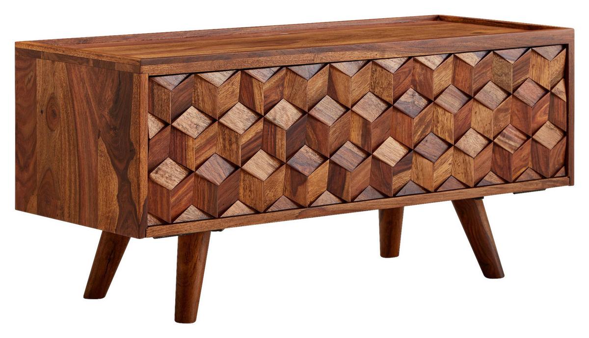 Lowboard Wohnling B: 92 cm Sheesham Massiv - Sheeshamfarben, MODERN, Holz (92/44/35cm) - MID.YOU