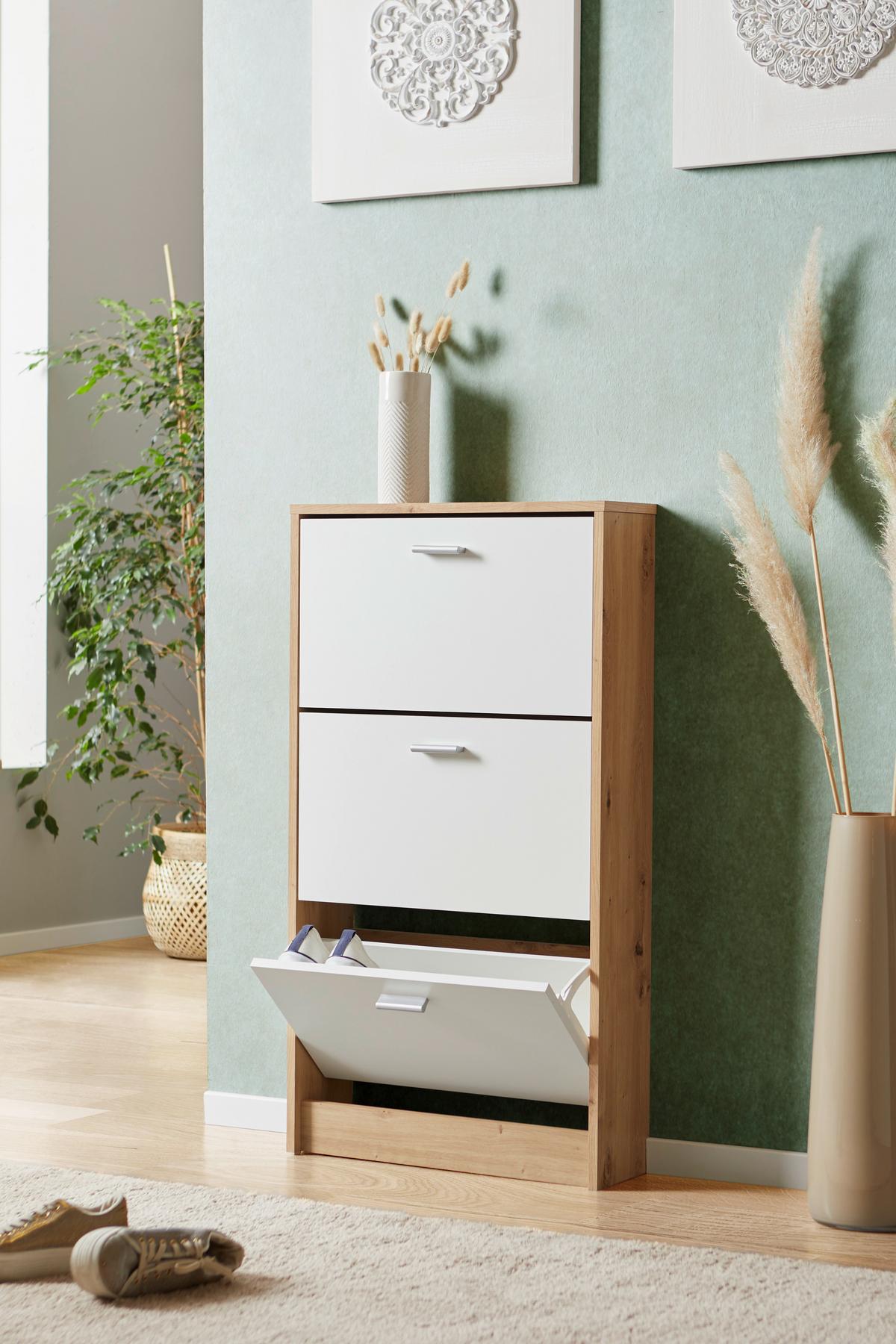 VÝKLOPNÁ SKRINKA NA TOPÁNKY DA13 - biela/farba duba, Modern, kompozitné drevo/plast (58/107/18cm)