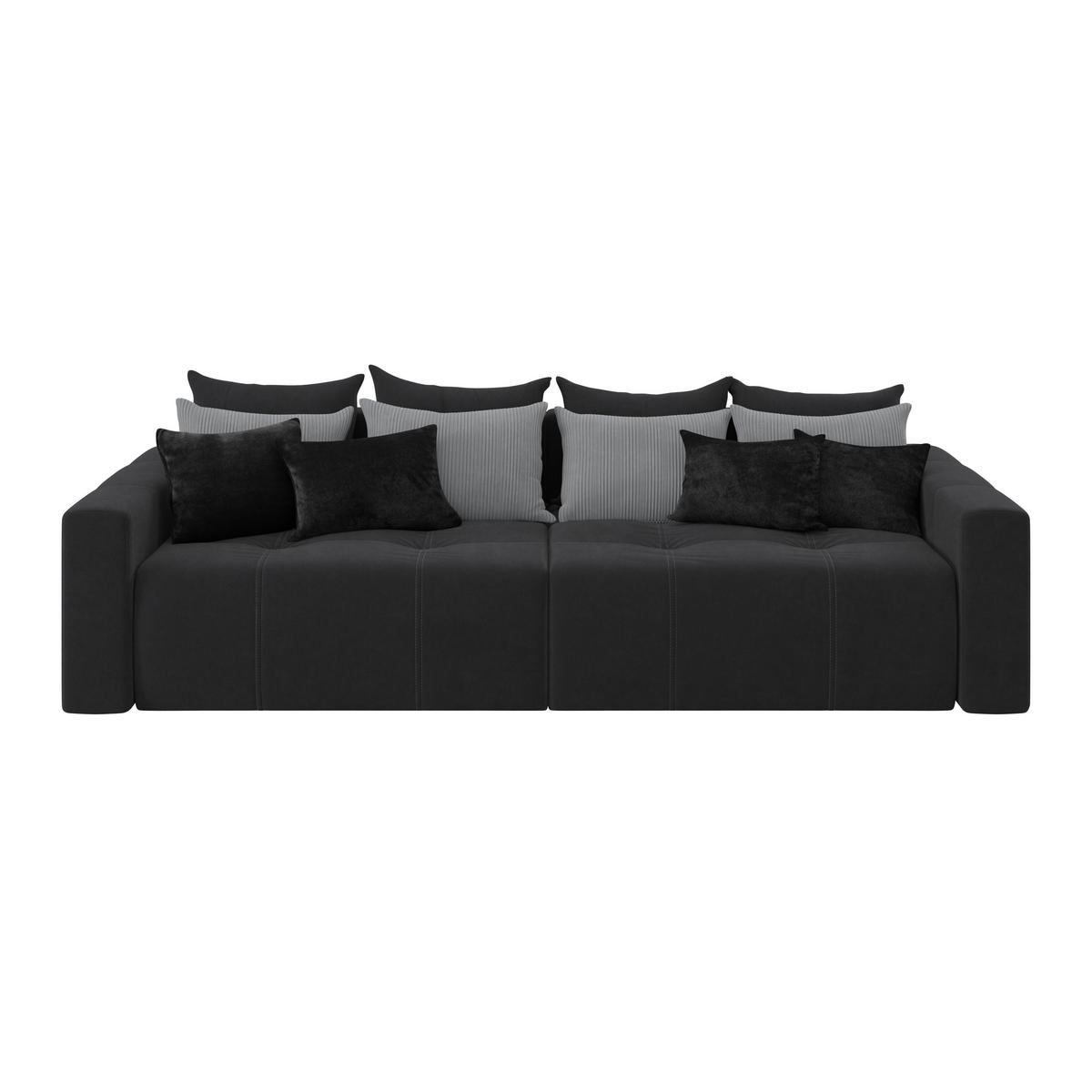 Big Sofa Mit Schlaffunktion + Bettkasten Hanna B: 280 Cm - Schwarz/Graphitfarben, MODERN, Textil (280/87/145cm)