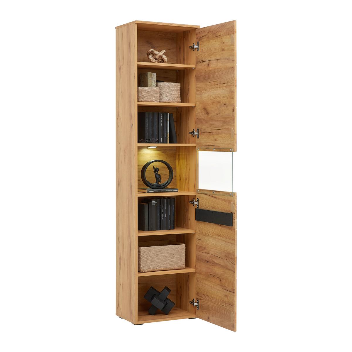 Vitrine Alana - MODERN, Glas/Holzwerkstoff (46,9/195,4/33cm)