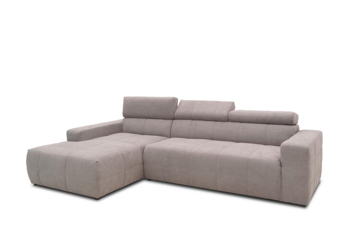 Ecksofa Mit Sitztiefen- Verstellung Brandon Silbern - Silberfarben/Schwarz, Design, Textil (175/285cm) - MID.YOU