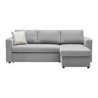 Rohová sedačka VIKTOR, oboustranná, světle šedý velur - šedá/černá, Moderní, textil/plast (230/86/156cm) - Based