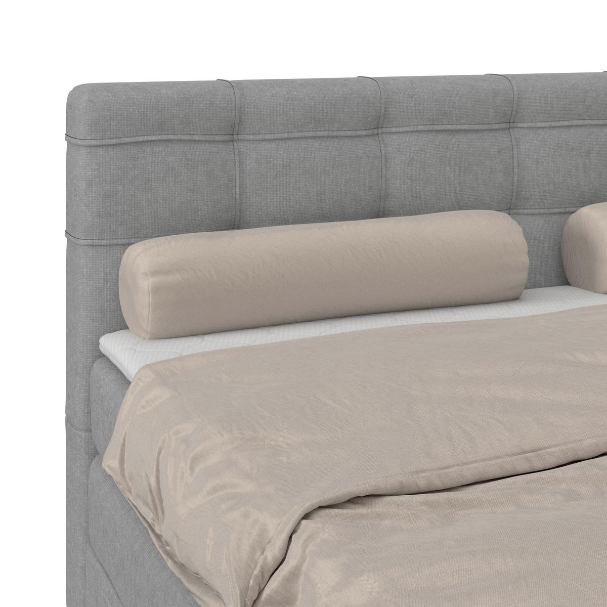 Boxspringbett MITTO Hellgrau 180x200 cm - Hellgrau/Schwarz, KONVENTIONELL, Textil/Metall (180/200cm)