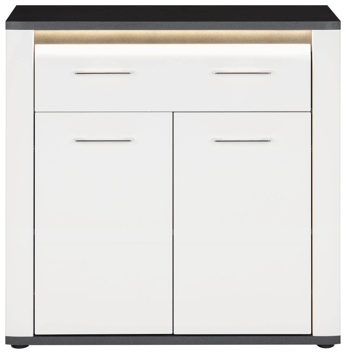 Kommode Mit Led B: 85 Cm Alassio, Alpinweiß/matera - Schwarz/Weiß, MODERN, Holzwerkstoff (85/86,2/37,6cm) - Luca Bessoni