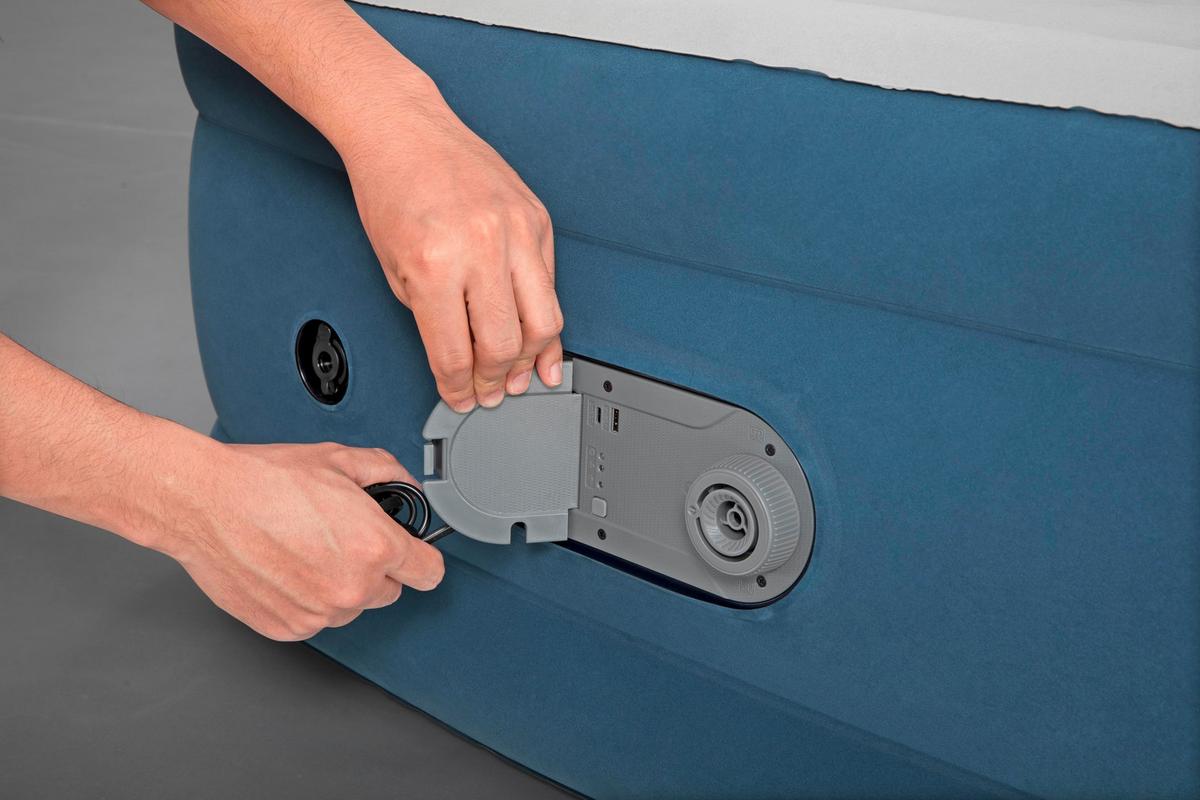 Luftbett Lennard 191x97x46 Cm Bis 150kg, Inkl. Pumpe - Dunkelblau/Grau, KONVENTIONELL, Kunststoff/Metall (191/97/46cm) - Bestway