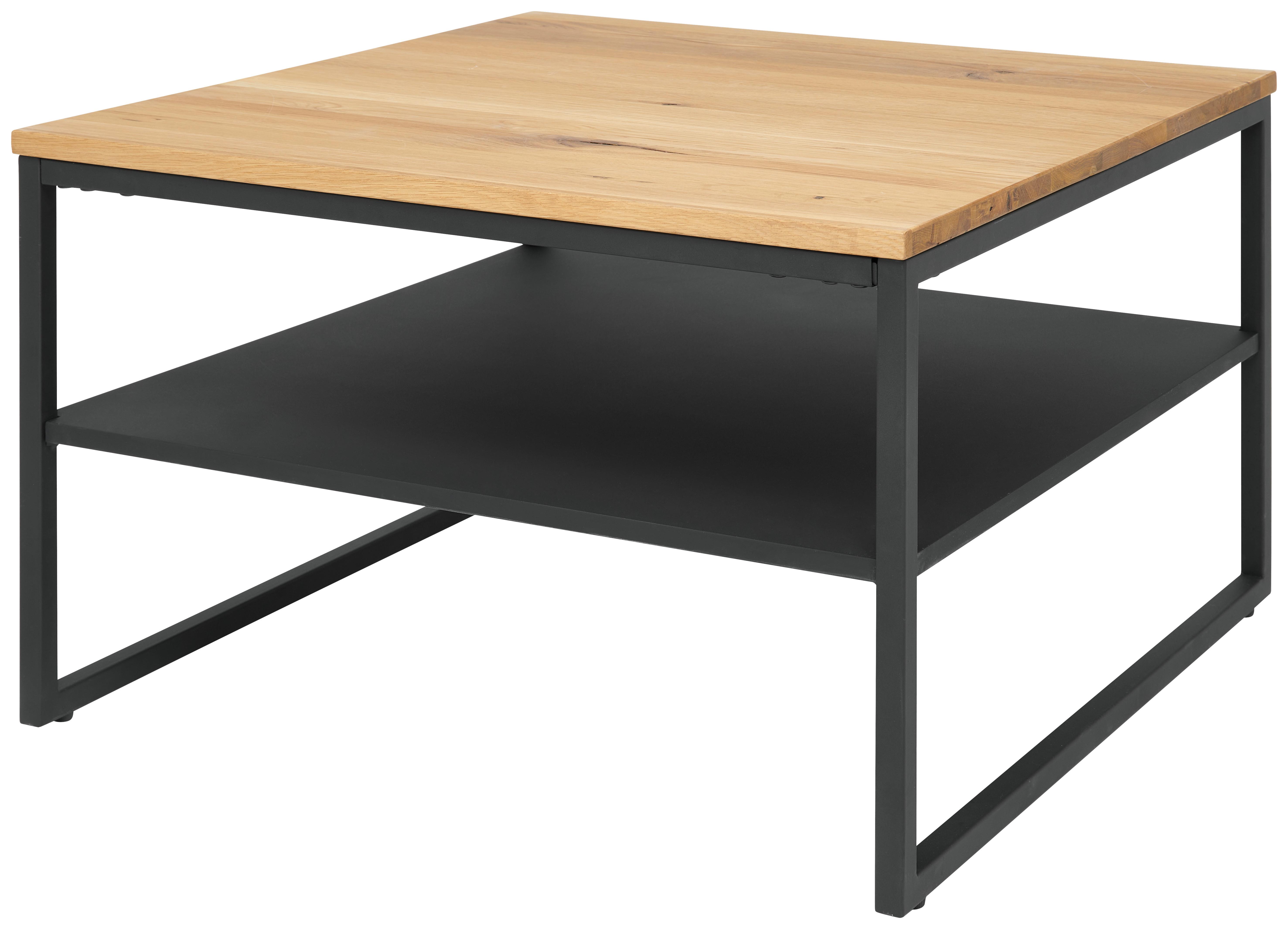 Konferenčný stolík 70x70cm - čierna/prírodná farba, Modern, kov/drevo (70/44/70cm)