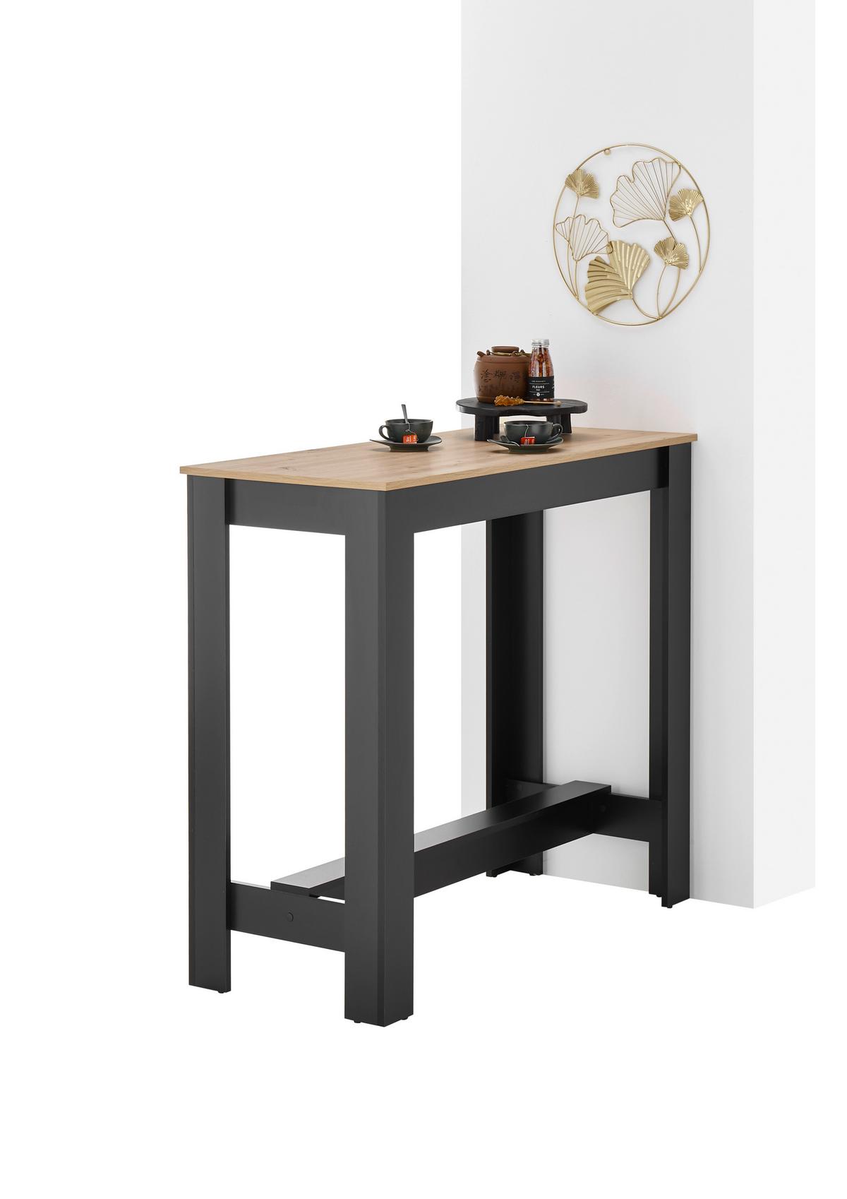 Bartisch Modesto - Schwarz/Eiche Artisan, MODERN, Holzwerkstoff (115/50/103cm) - MID.YOU