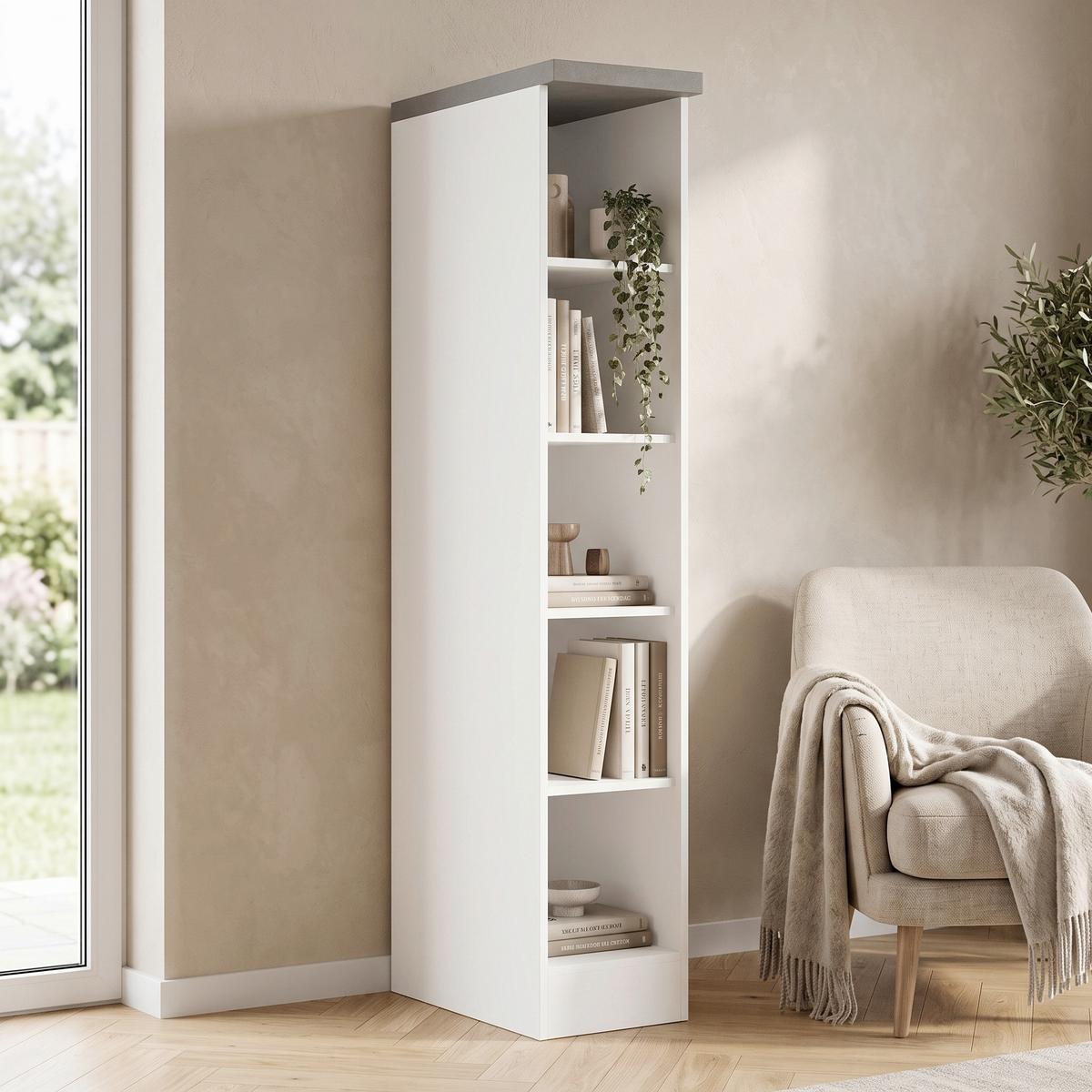 Regal Monza B: 30 cm Weiß/Grau - Weiß/Grau, LIFESTYLE, Holzwerkstoff (30/166/60cm) - Held