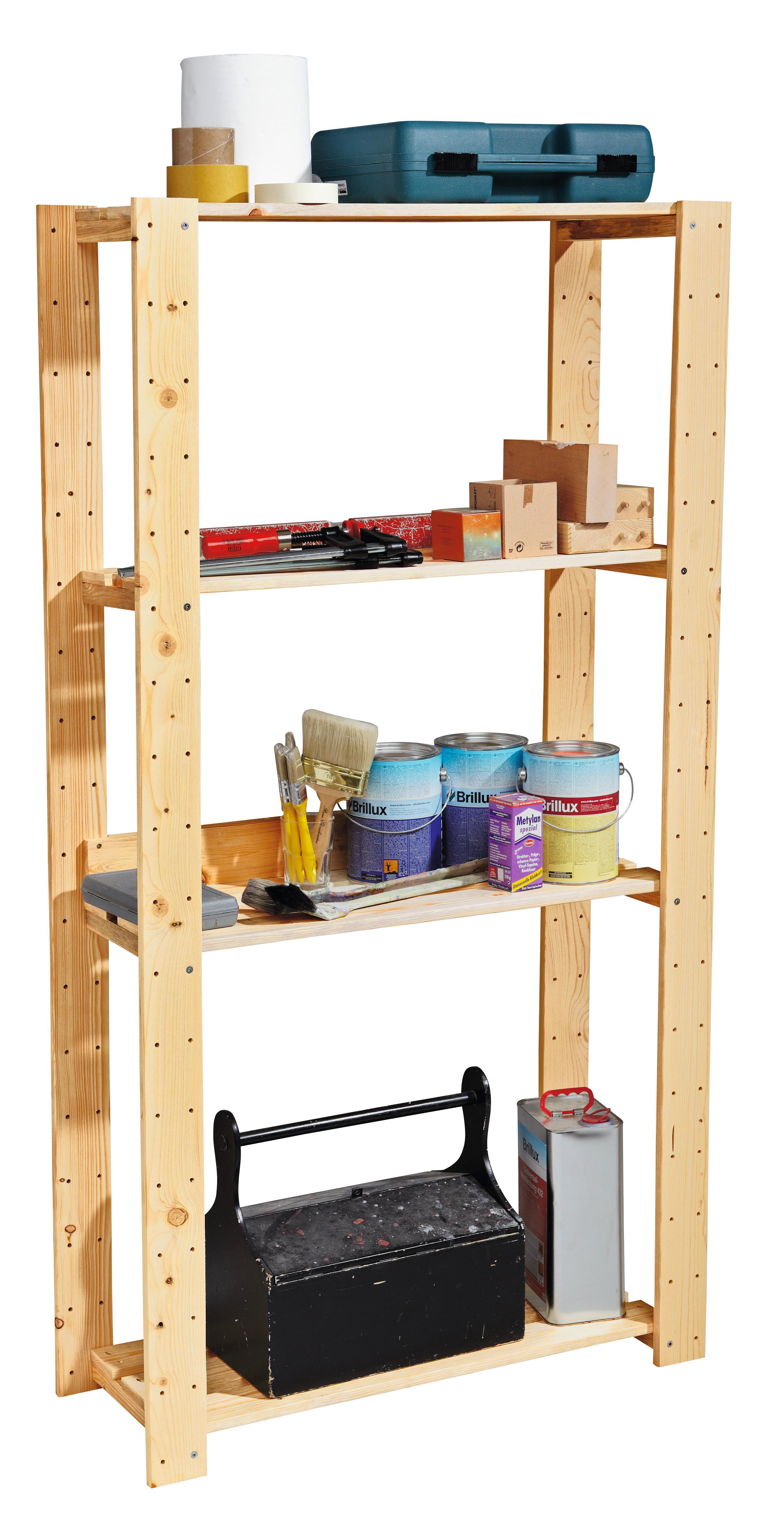 REGÁL OLLI - barvy borovice, Konvenční, dřevo (90/169/30cm) - Based