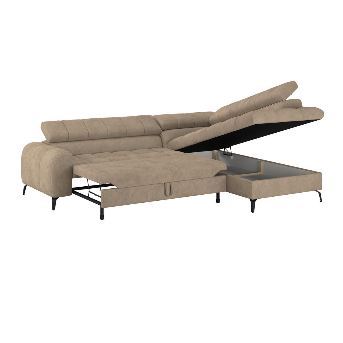 Ecksofa Volf Rechts New Beige, S: 261x203 cm - Beige/Schwarz, Trend, Kunststoff/Textil (261/203cm)
