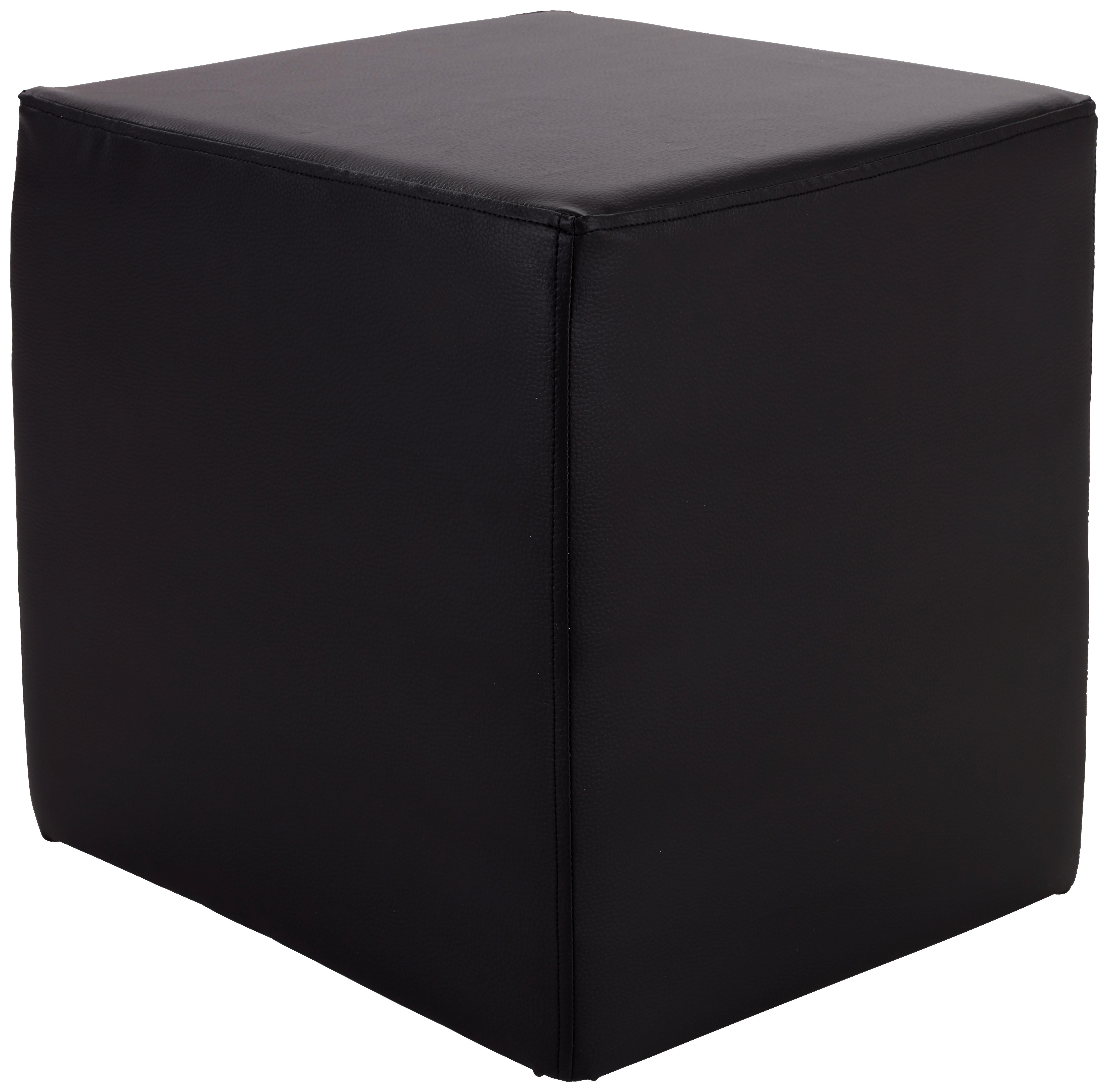Hocker Betty Lederlook Schwarz H: 45 cm Würfelförmig - Schwarz, Basics, Textil (45/45/45cm) - Ondega