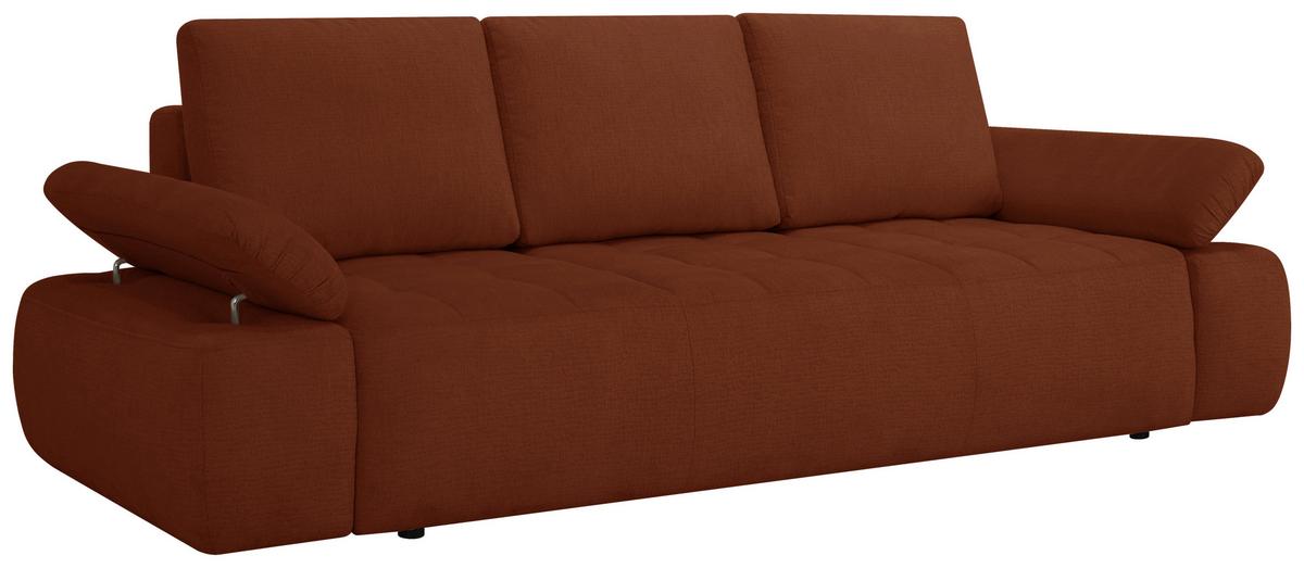 Schlafsofa Madox Rostfarben B: 255 cm - Rostfarben/Schwarz, Design, Textil (255/89/109cm) - MID.YOU