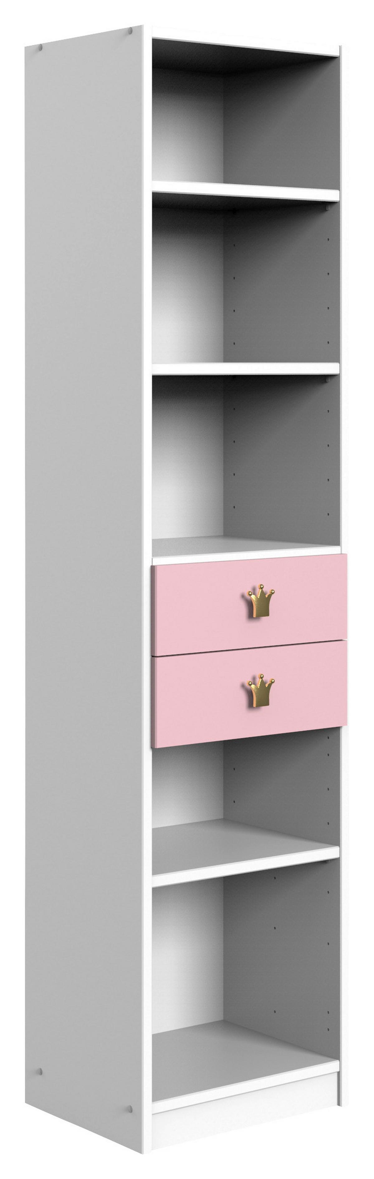 Polc Cindy 2 - rózsaszín/fehér, faalapú anyag (48/197/40cm)