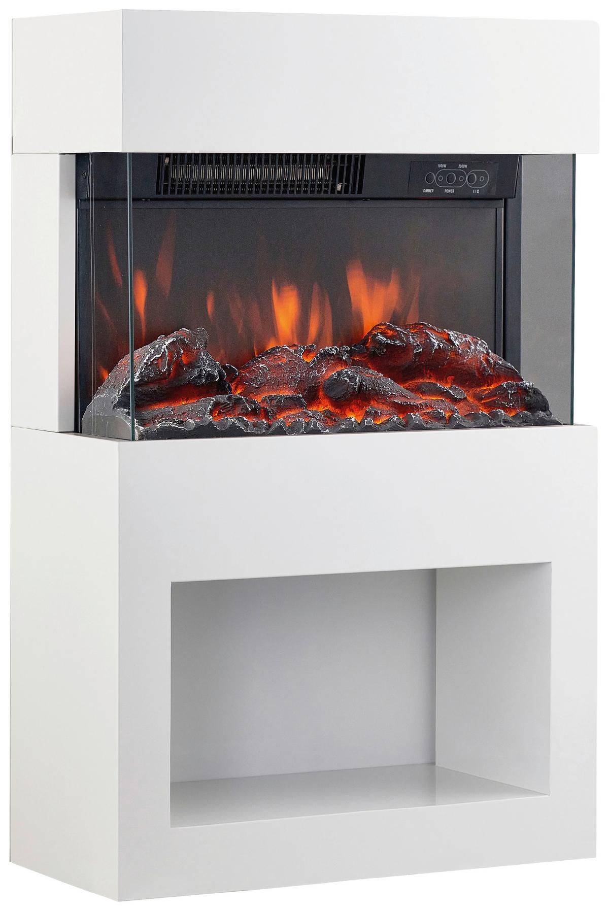 Elektrokamin Henri - Weiß, Basics, Glas/Metall (48,0/75,0/21,7cm)