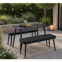 Gartentischgruppe 3-Teilig. GARTENTISCHSET TOULOUSE KLEIN - Schwarz, Basics, Metall
