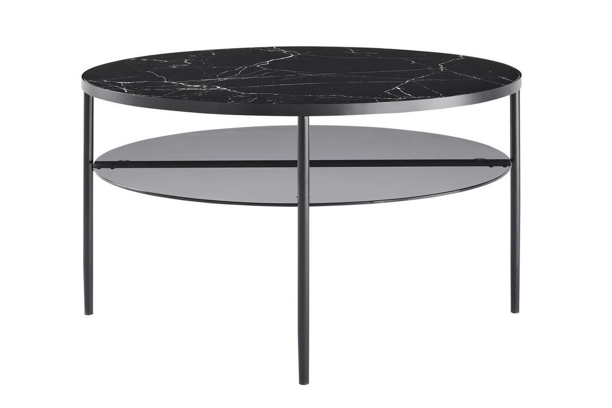 Couchtisch Schwarz/marmoroptik D: 81 Cm - Schwarz, Design, Glas/Metall (81/81/45cm) - Livetastic