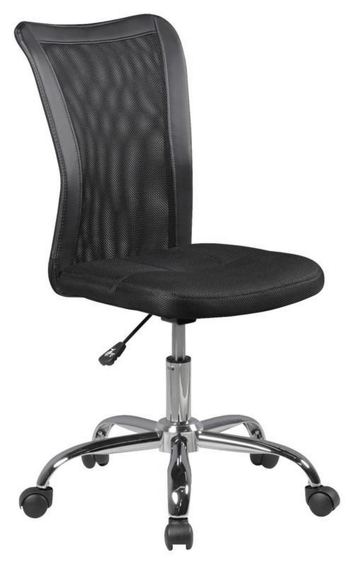 Jugenddrehstuhl Lukas Leder/Netz Schwarz Bis 60 Kg - Chromfarben/Schwarz, MODERN, Kunststoff/Textil (60/100/60cm) - MID.YOU