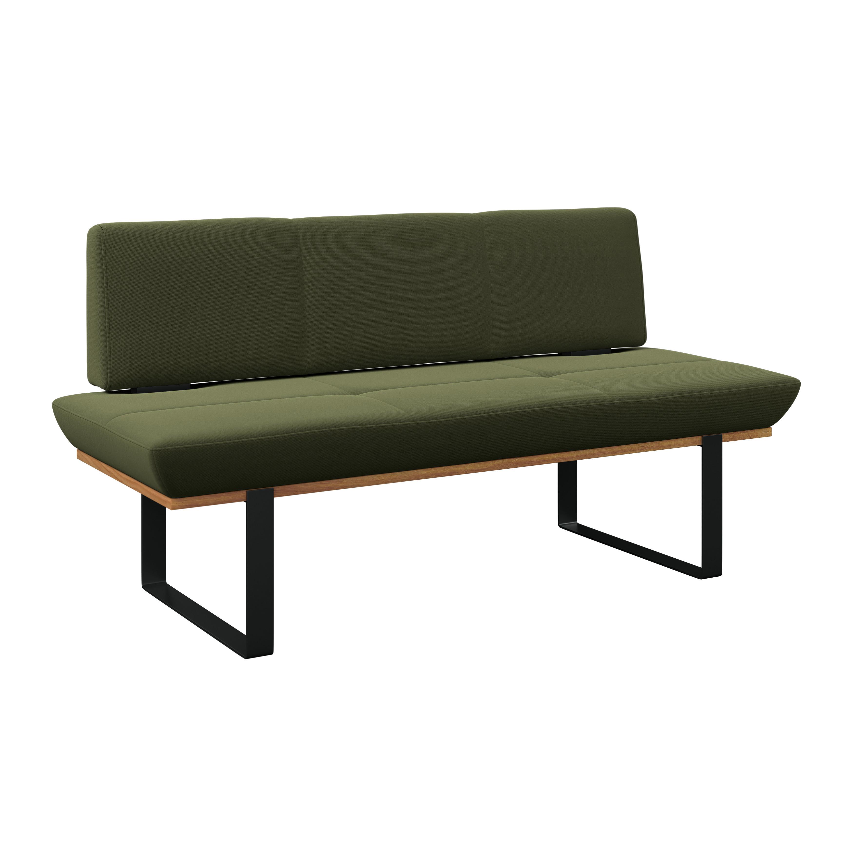 Sitzbank Tristan Webstoff moosgrün , B: 170cm - Schwarz/Grün, MODERN, Holz/Textil (170/48/90cm) - James Wood