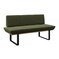 Sitzbank Tristan Webstoff moosgrün , B: 170cm - Schwarz/Grün, MODERN, Holz/Textil (170/48/90cm) - James Wood