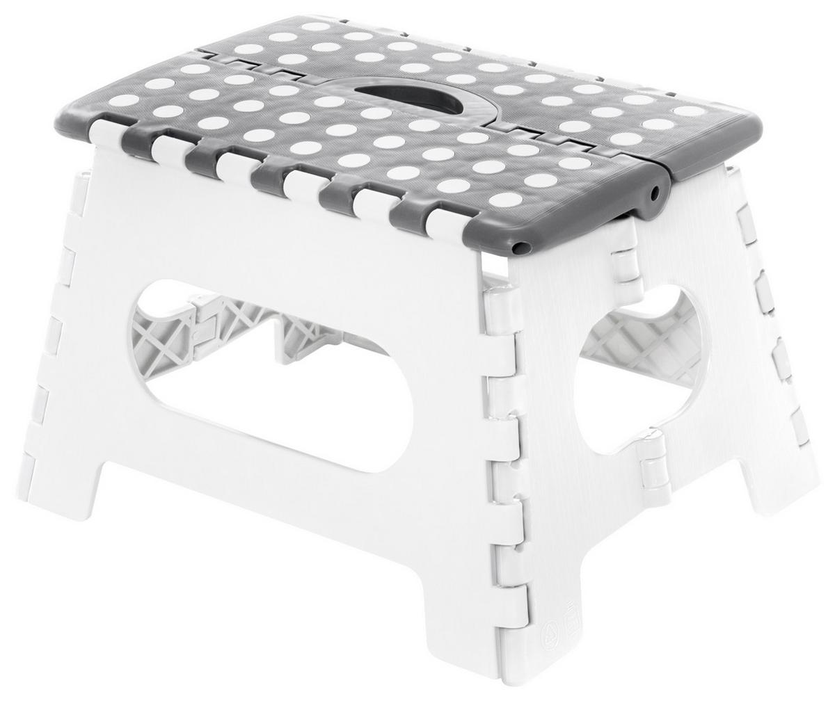 Tritthocker One Step Klappbar, H: 22 cm - Weiß/Grau, Basics, Kunststoff (34,5/22/27,5cm)