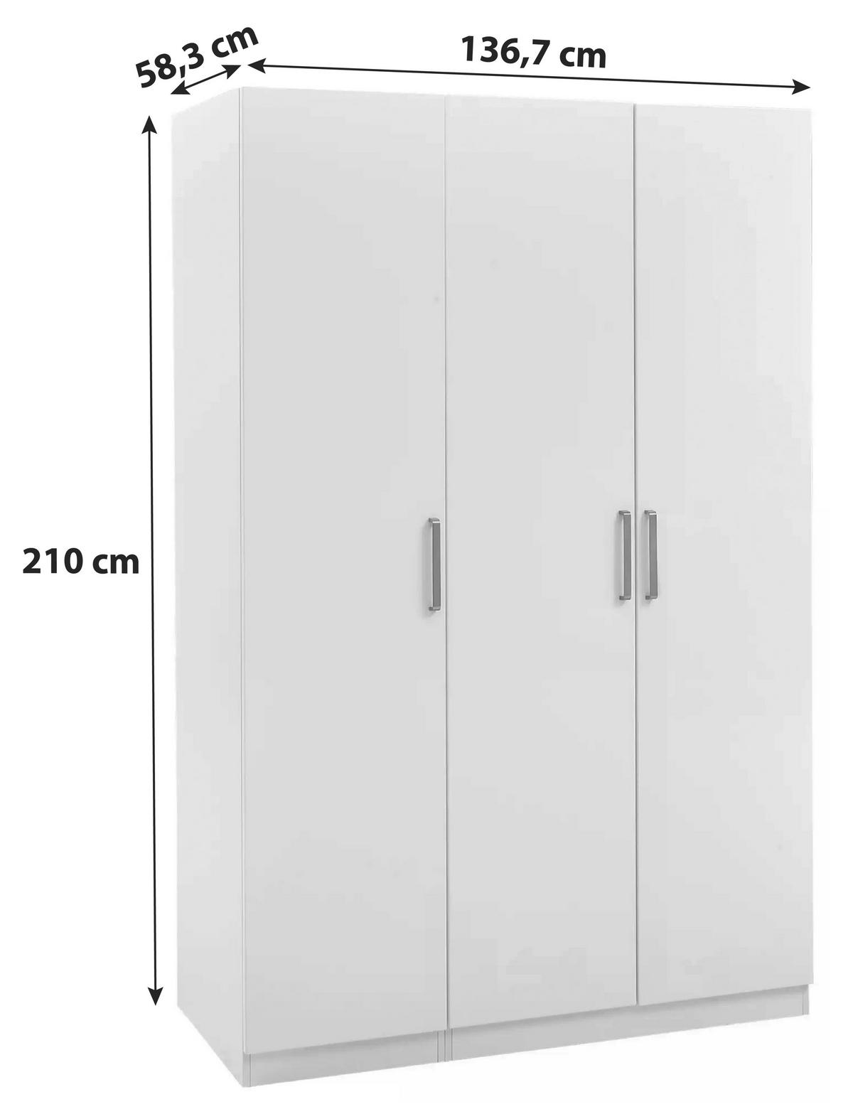 Skriňa Unit vybavenie komfort, biela, š. 136,7 cm - biela, Modern, kompozitné drevo/plast (136,7/210/58,3cm) - Ondega