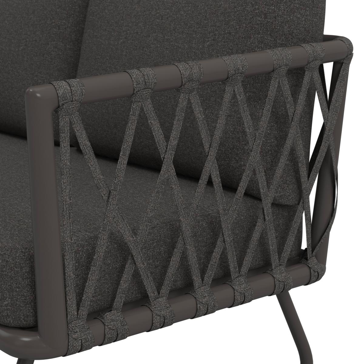 TERASOVÁ SEDACIA SÚPRAVA ELEA - antracitová/tmavosivá, Modern, kov/textil (234/74/77cm) - Bessagi Garden