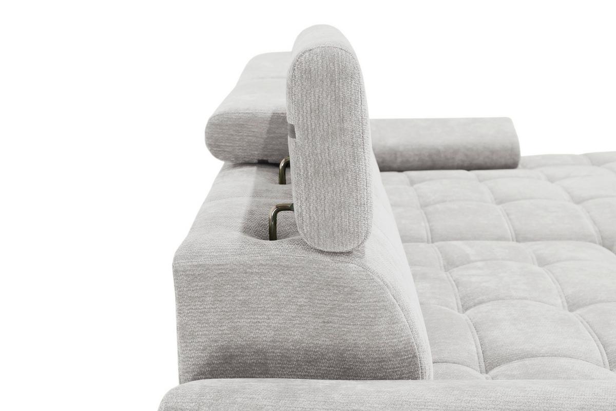 Rohová sedačka VEGAS, pravá, světle šedá žinylka - černá/světle šedá, Design, dřevo/textil (294/173cm)