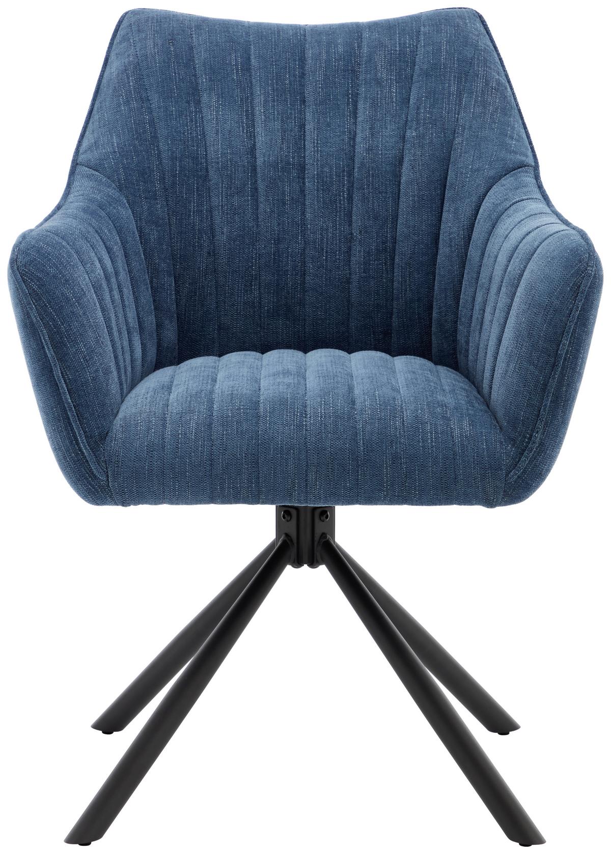 STOLIČKA S PODRÚČKAMI TRIENT - modrá/čierna, Modern, kov/textil (63/88/62cm) - Premium Living