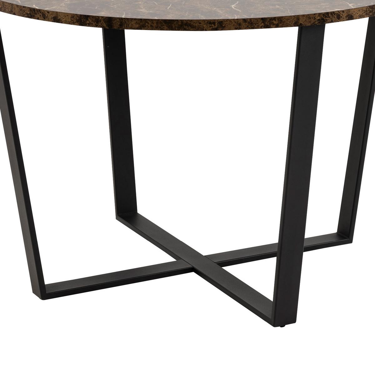 Esstisch Rund Amble Ø 110 Cm Marmor Dekor Braun - Schwarz/Braun, Basics, Holzwerkstoff/Metall (110/75cm)