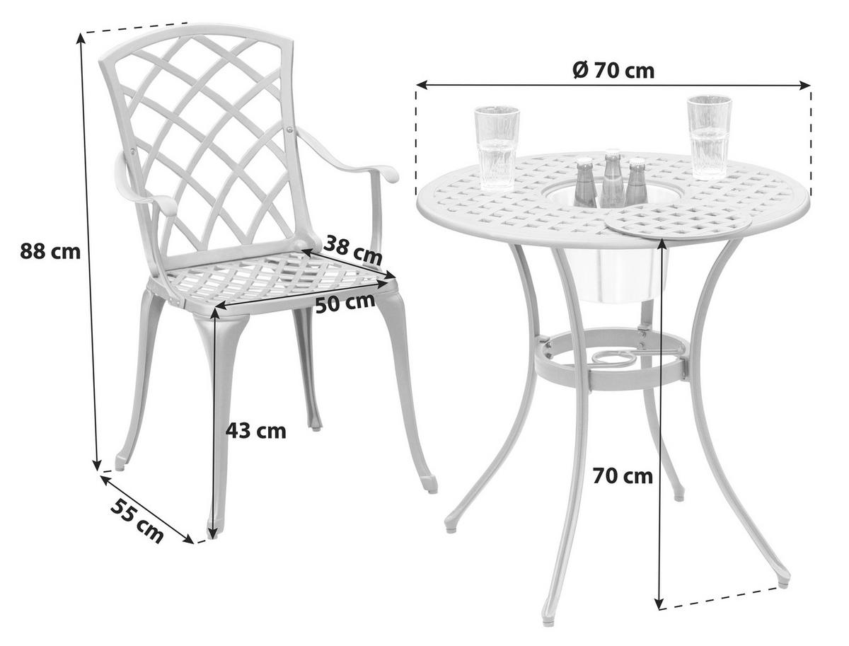 Gartenmöbel Set 3-Tlg Rhodos aus Aluminium - Graphitfarben, KONVENTIONELL, Metall - Gardenson