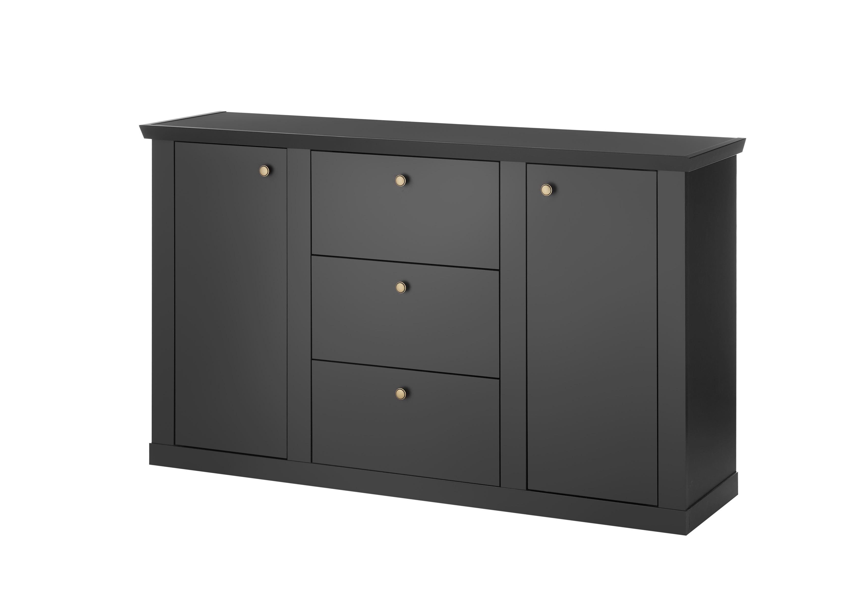 Sideboard Lincoln Schwarz/Eichefarben B: 158cm - Eichefarben/Schwarz, Design, Holzwerkstoff (158/92/42cm) - MID.YOU