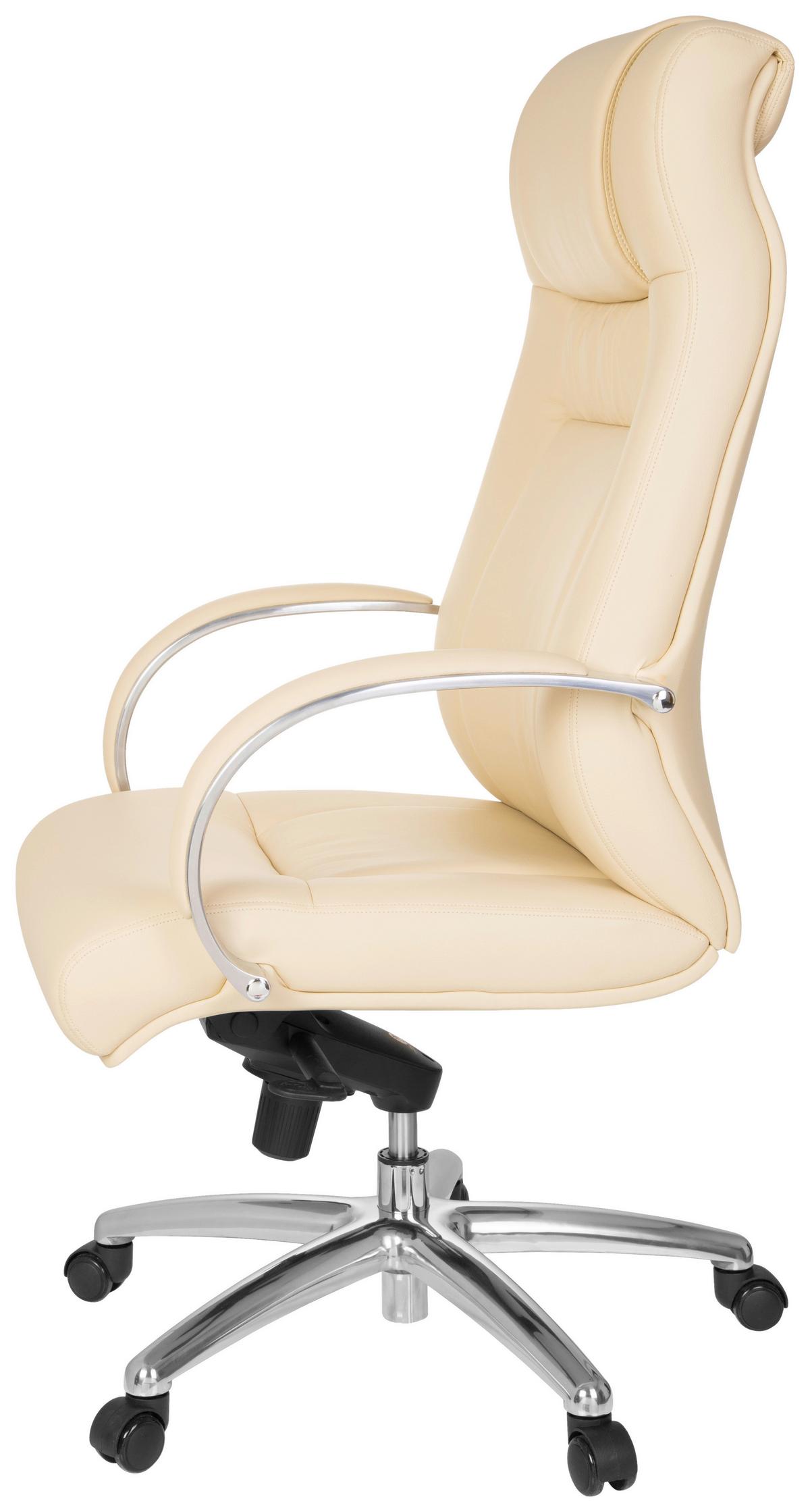 Chefsessel Xxl G 600 Lederlook Beige Bis 150 Kg - Beige/Silberfarben, Basics, Kunststoff/Textil (60/131/49cm) - MID.YOU
