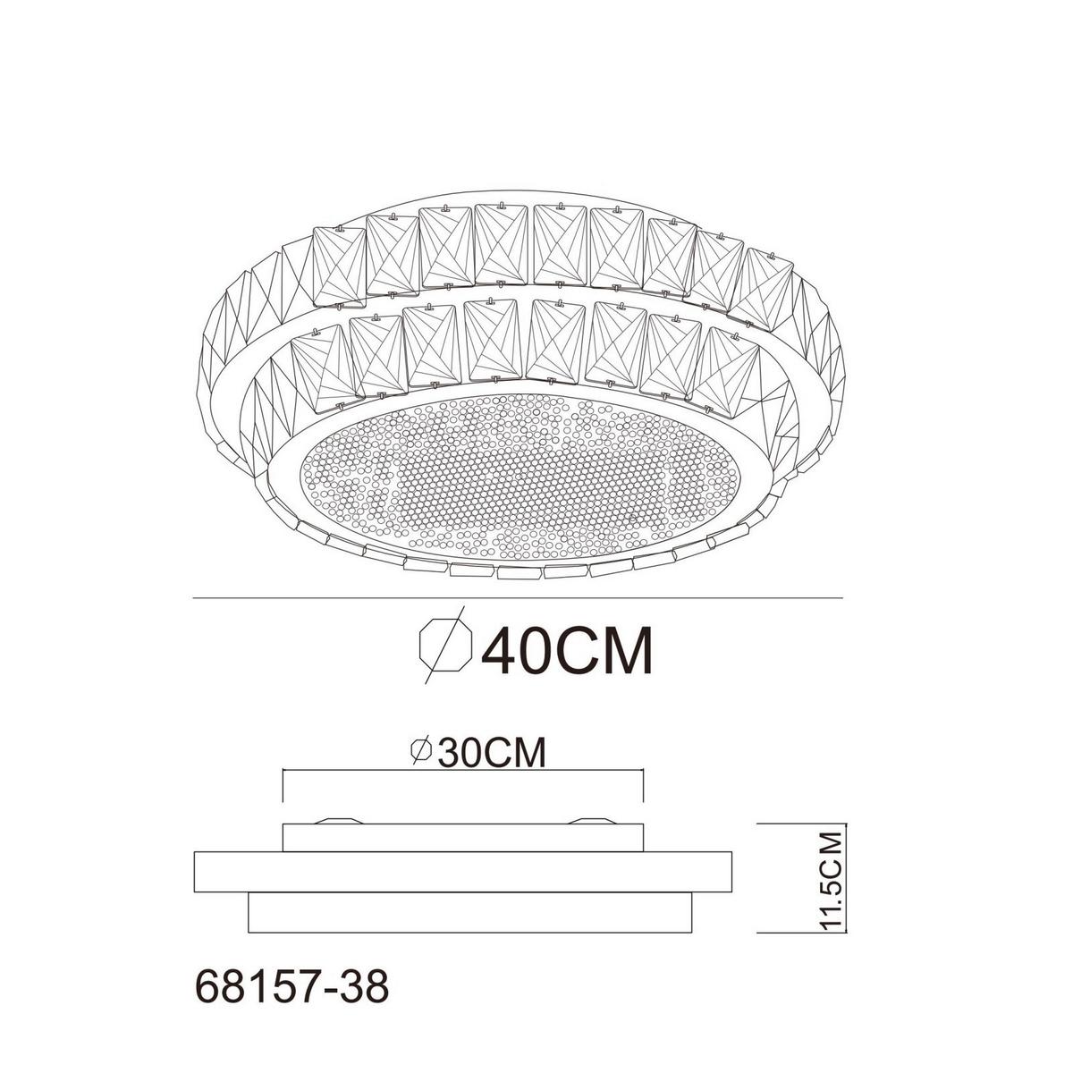 LED-Deckenleuchte 68157-38 - Klar/Chromfarben, KONVENTIONELL, Glas/Kunststoff (40/15.5cm) - Globo
