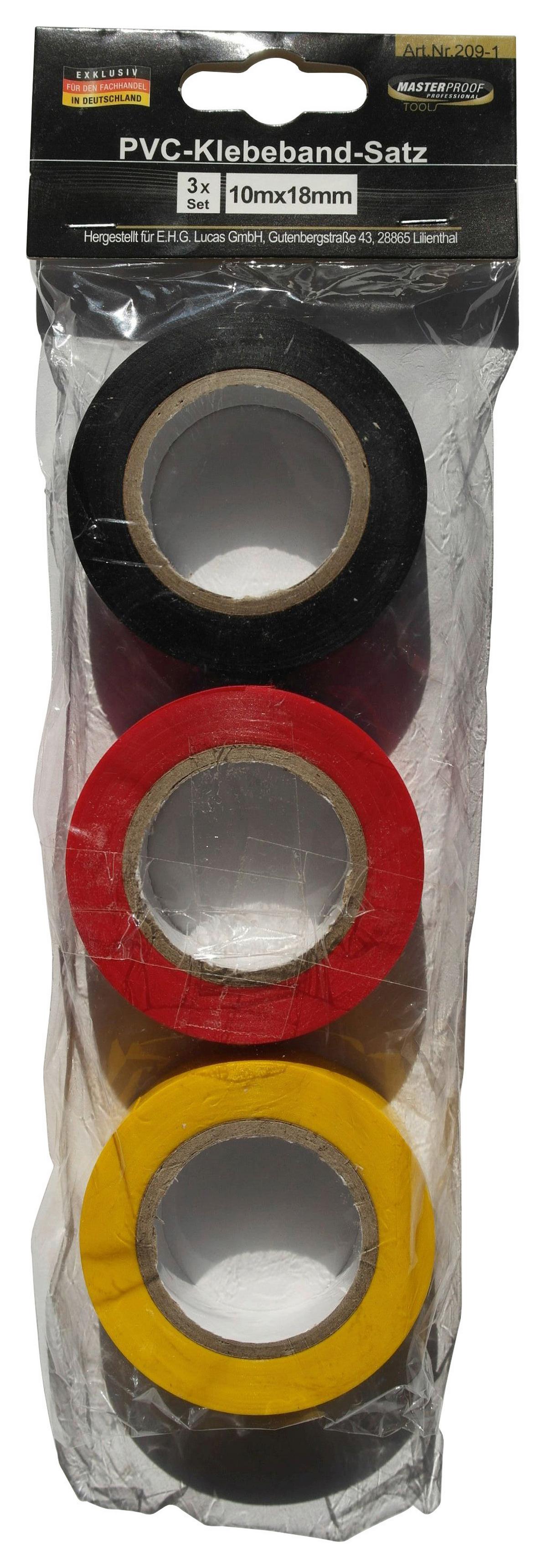 Klebeband-Set Pvc 209 Bunt 3--Teilig. 10 M X 20 mm - Gelb/Rot, Basics, Kunststoff (1000cm)
