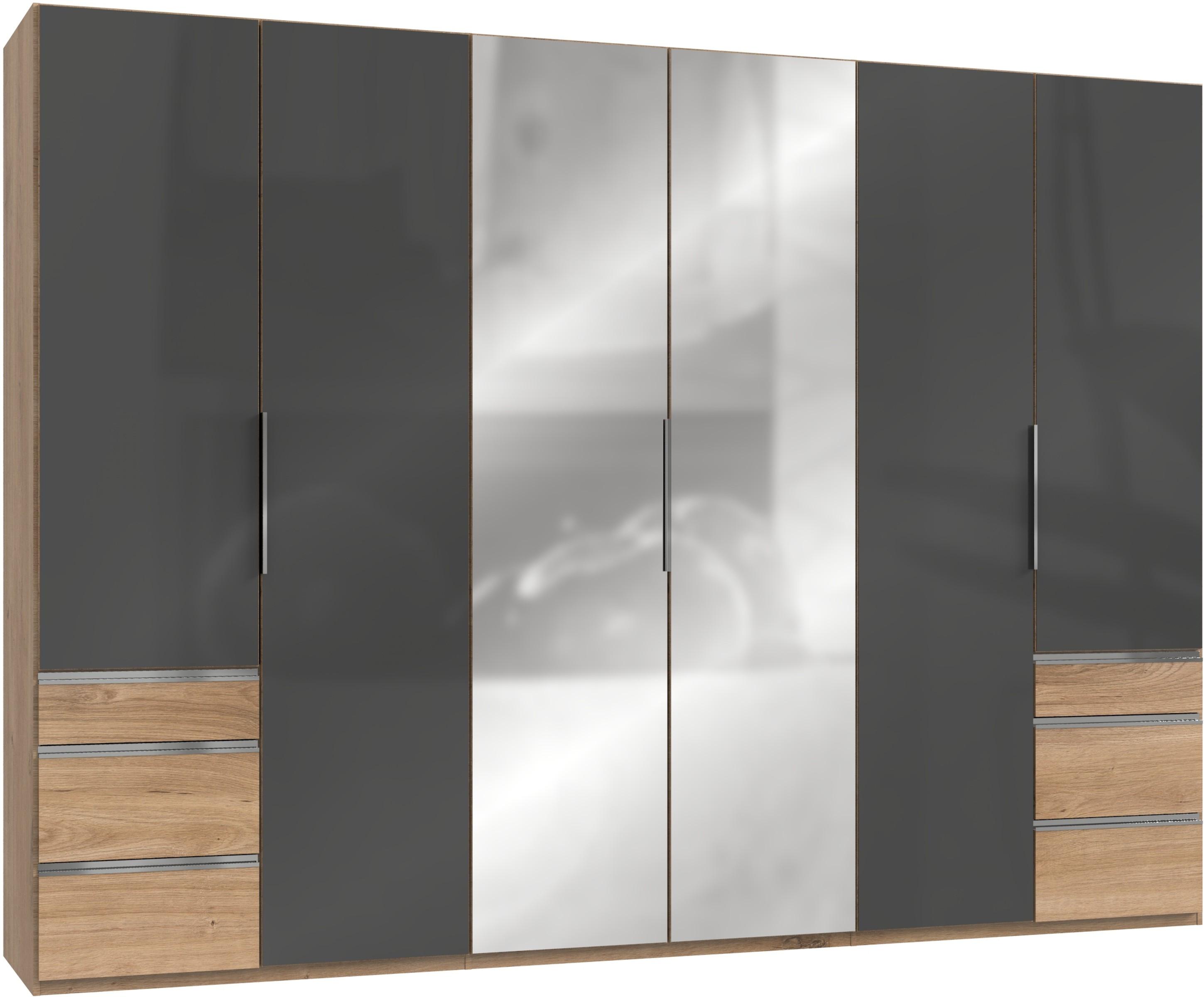 Drehtürenschrank 300cm Level, Grau/eiche Dekor - Eichefarben/Grau, MODERN, Glas/Holzwerkstoff (300/216/58cm) - MID.YOU