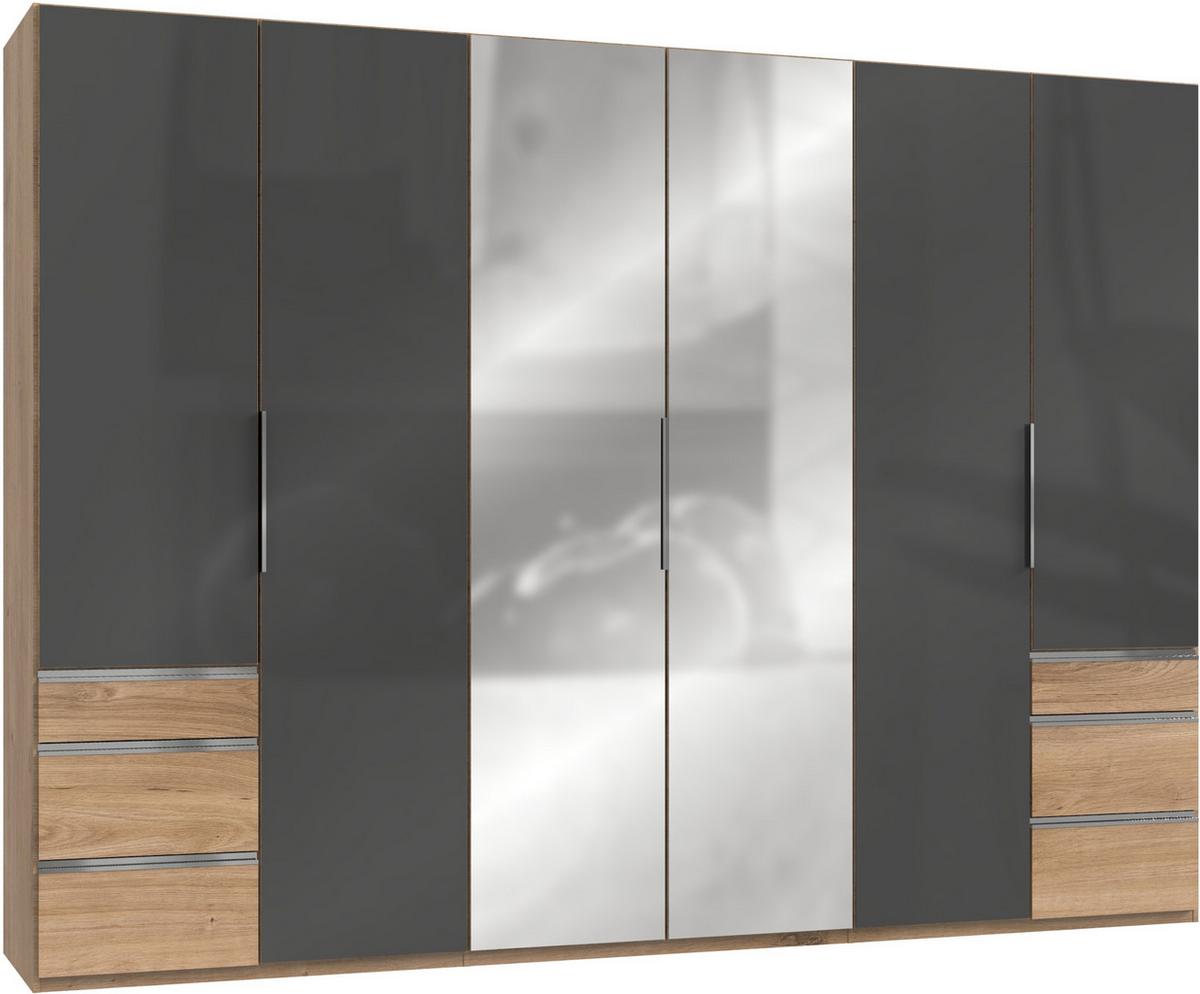 Drehtürenschrank 300cm Level, Grau/eiche Dekor - Eichefarben/Grau, MODERN, Glas/Holzwerkstoff (300/216/58cm) - MID.YOU