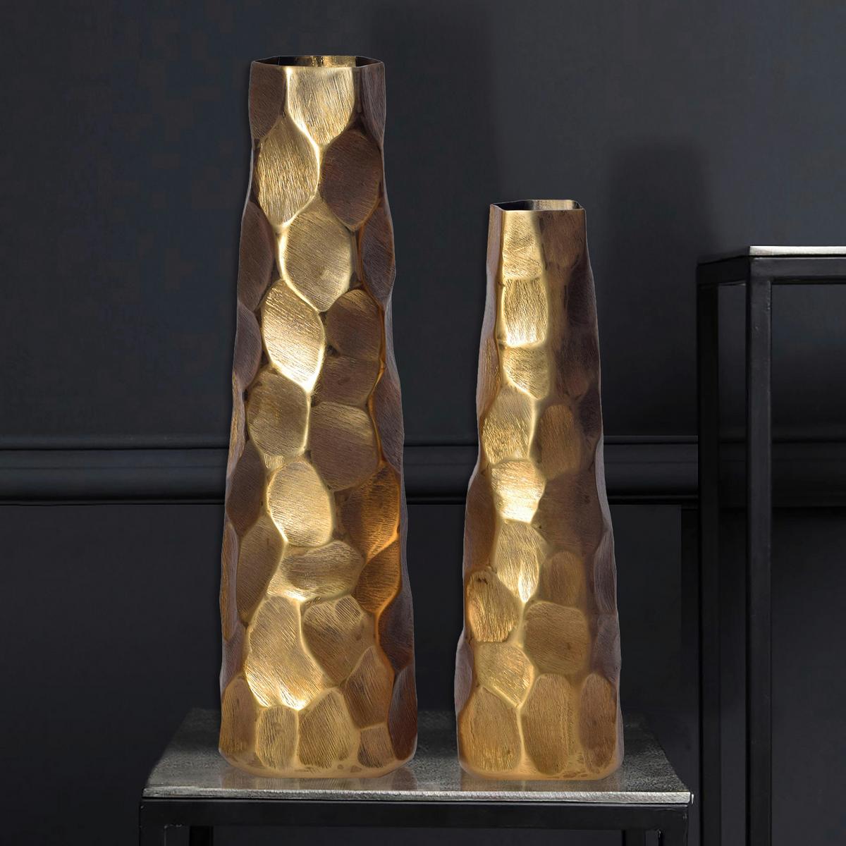 Dekovase 2er Set Goldfarben B: 15 Cm - Goldfarben, Design, Metall (15/48,5/15cm) - Livetastic