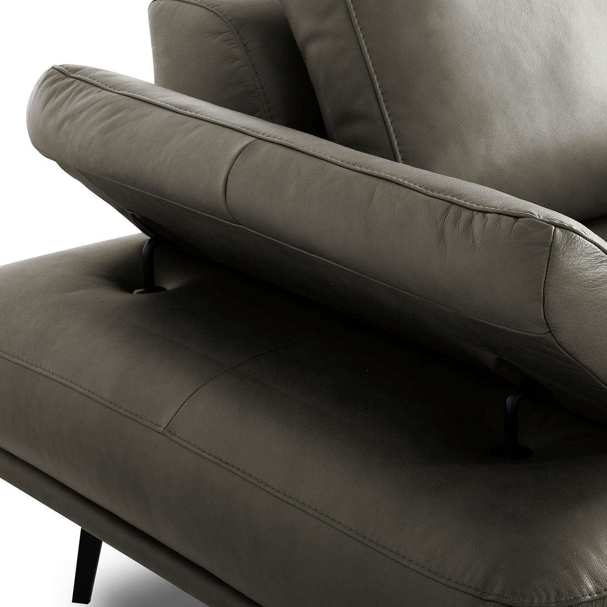 Ecksofa Como Echtleder Grau 306x237 - Schwarz/Grau, Design, Leder (306/237cm) - Livetastic