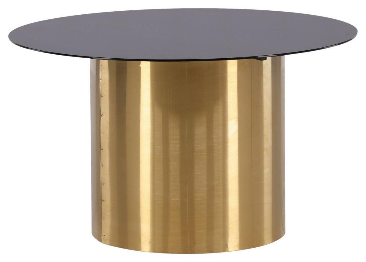 Couchtisch Ystad - Goldfarben/Schwarz, Design, Glas/Metall (80/80/46cm) - Livetastic