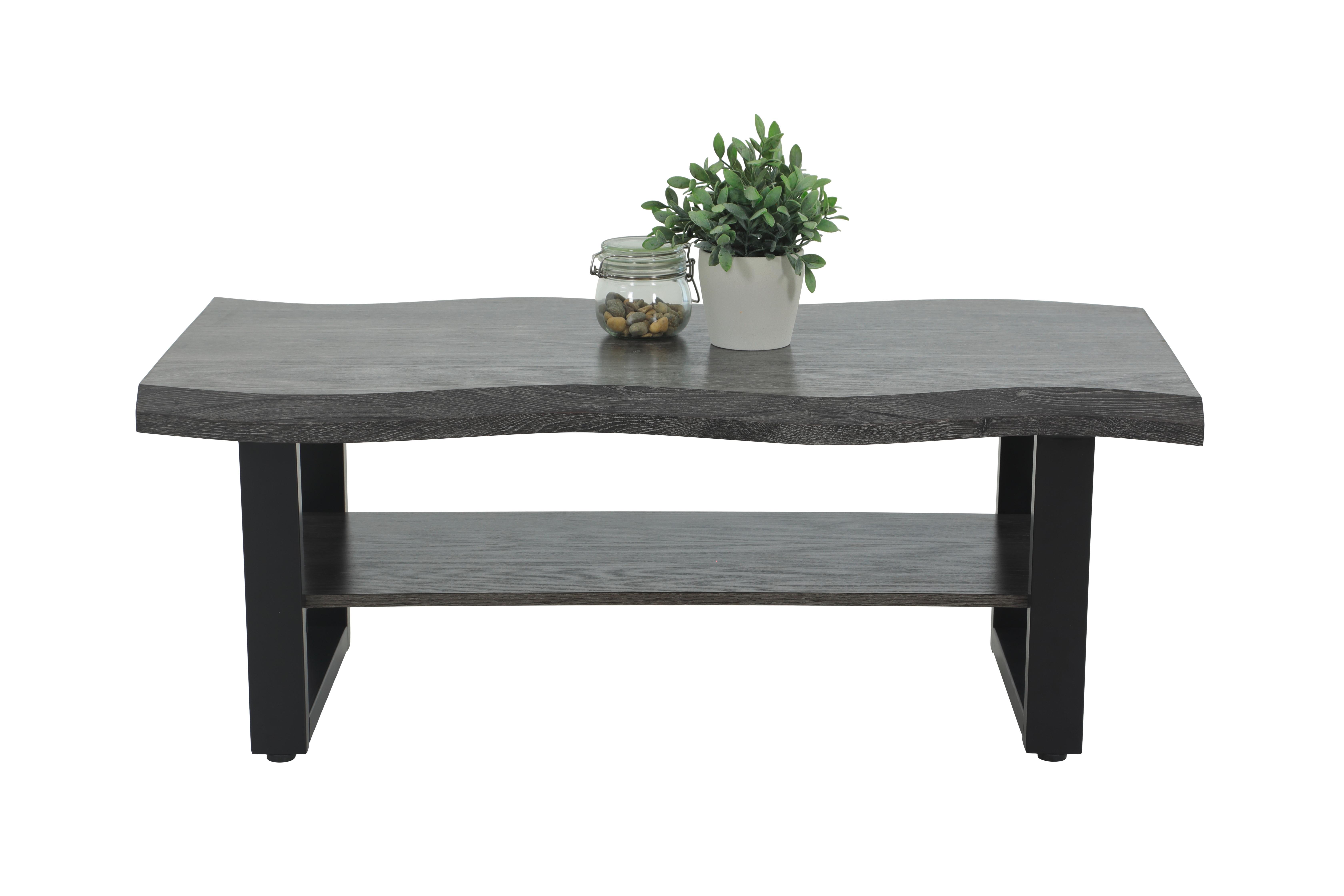 Couchtischset Gabriel Grau L: 110 cm - Schwarz/Grau, Design, Holzwerkstoff/Metall (110/60/42cm) - Livetastic