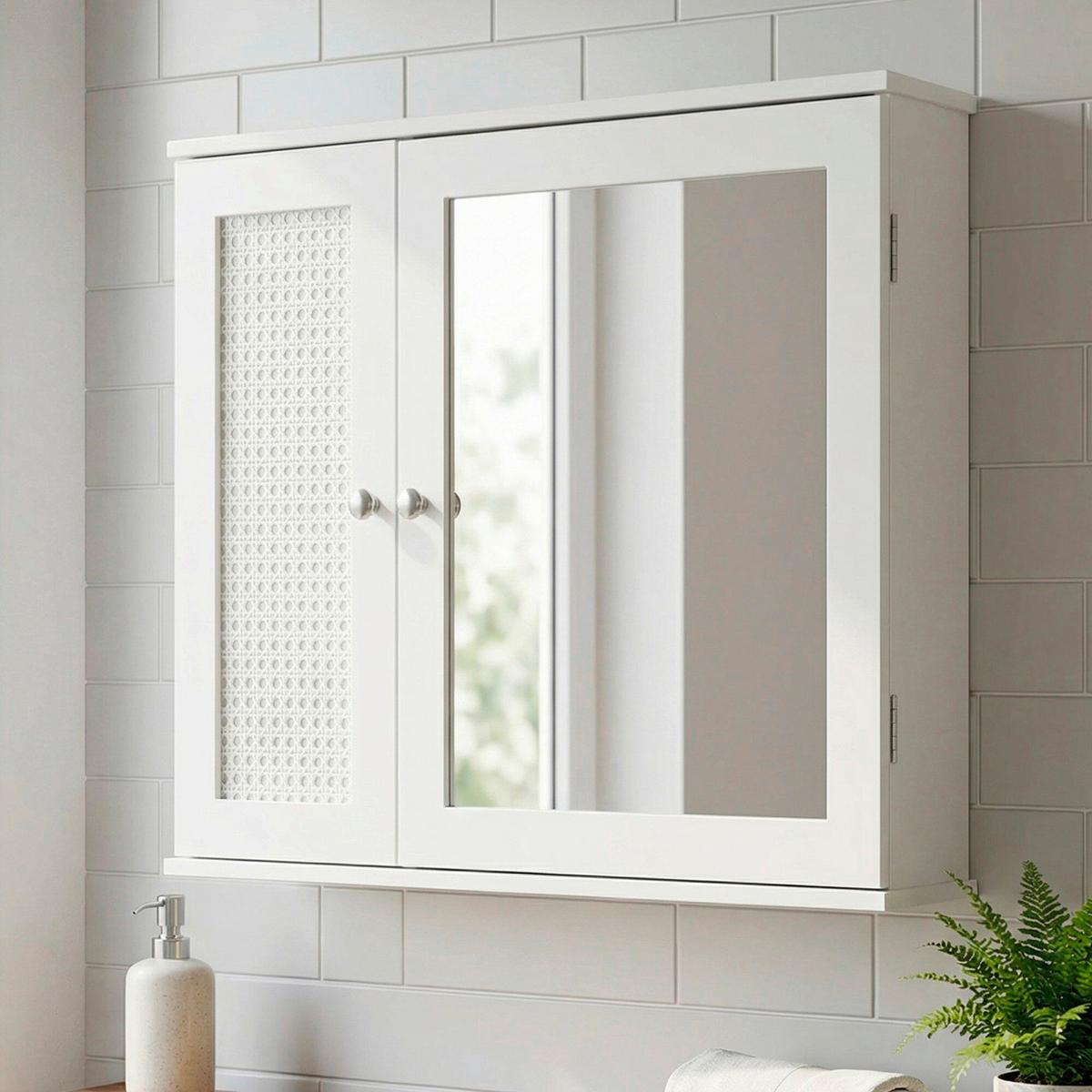 SPIEGELSCHRANK Weiß B: 60cm - Weiß, Design, Glas/Holzwerkstoff (60/50/15cm) - Livetastic