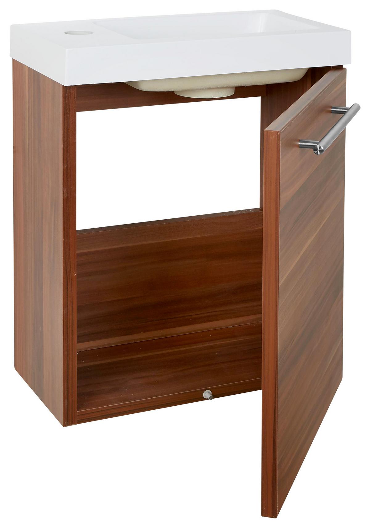Waschbecken mit Unterschrank Fantasy B: 40 cm Nuss Dekor - Nussbaumfarben, MODERN, Holzwerkstoff/Stein (40/49/22cm)