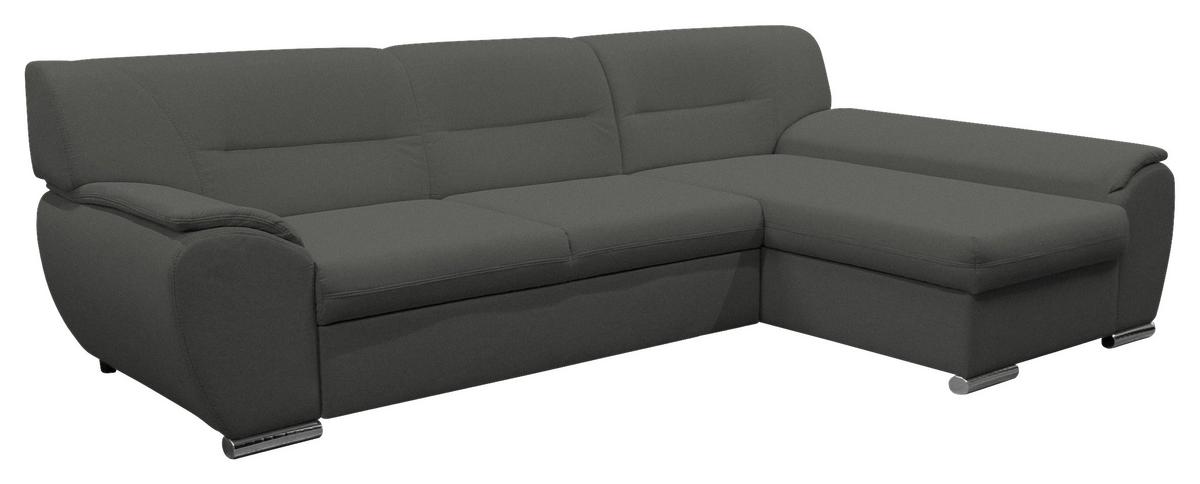Veratti New Grau Inkl. Schlaffunktion Ottomane Rechts - Silberfarben/Grau, Design, Textil (281/167cm) - MID.YOU