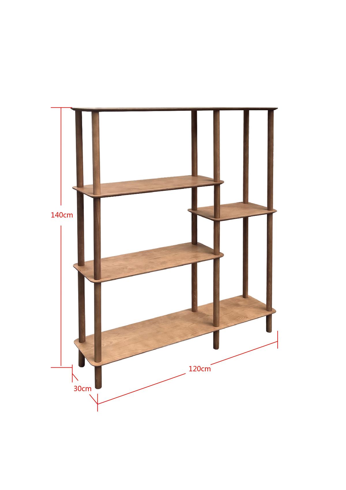 Regál MATS, přírodní barvy - přírodní barvy, Moderní, dřevo/kompozitní dřevo (120/140/30cm) - Premium Living